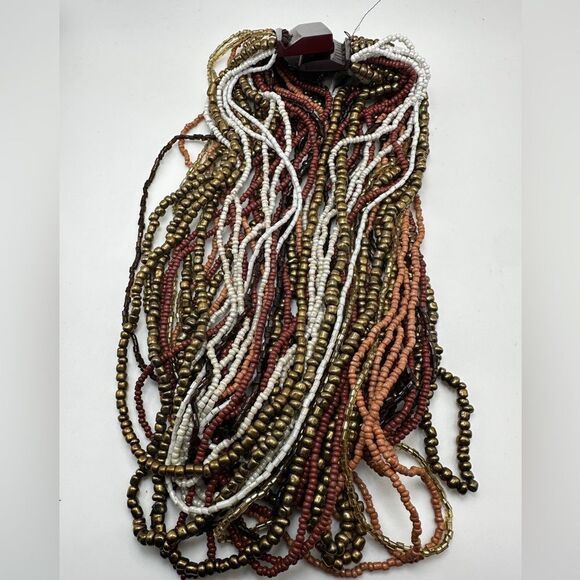 20" multi-strand glass seed beads necklace with large acrylic clasp! - Picture 3 of 14